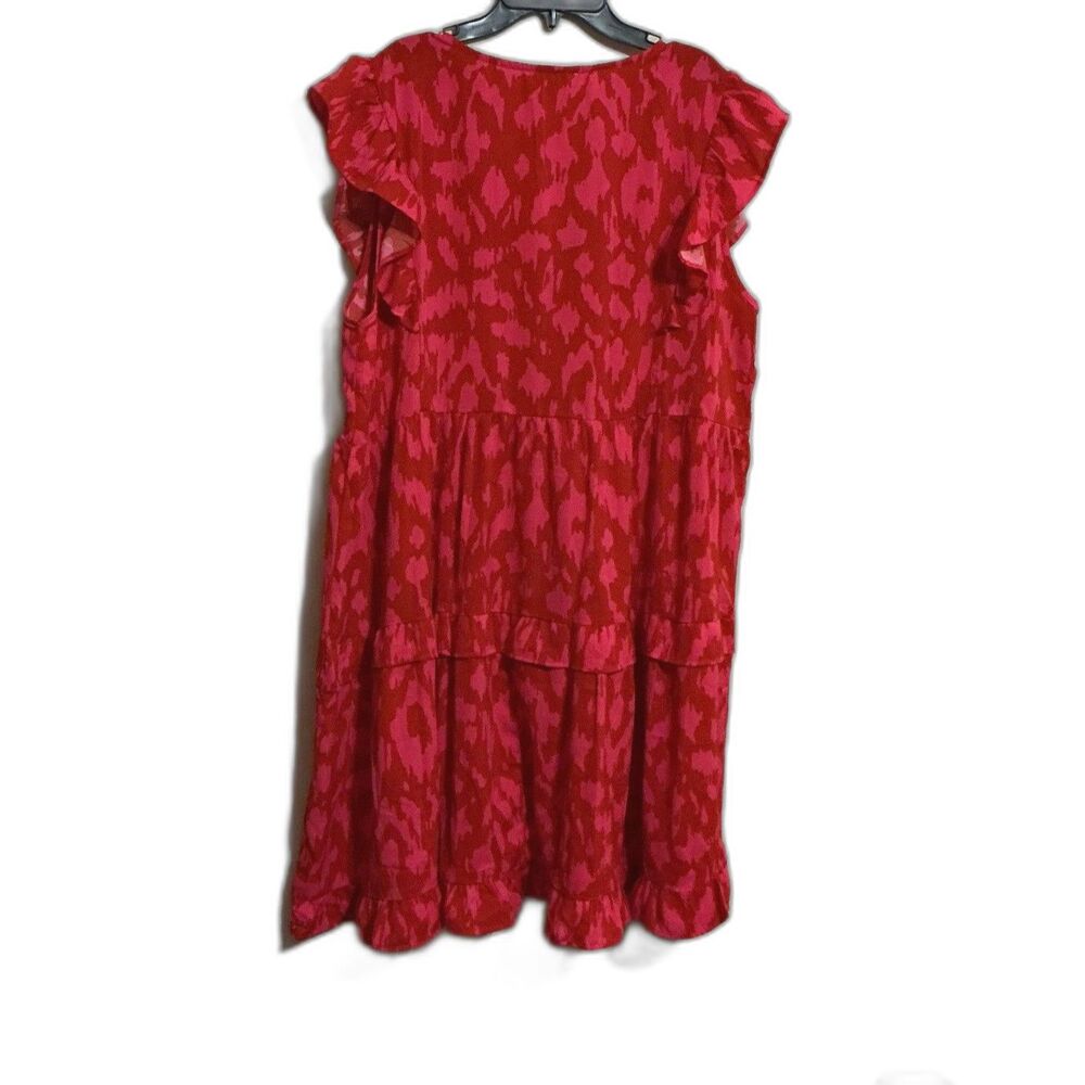Umgee USA 1XL Floral Print Ruffle Cap sleeve mini babydoll dress Pink Red - Picture 2 of 4
